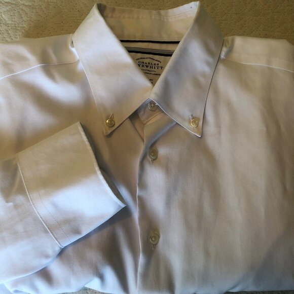 Charles Trywitt men's white long sleeve button-down shirt size 16/35 Slim Fit - Picture 1 of 7